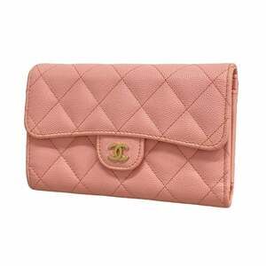 CHANEL Pink Caviar Leather Wallet